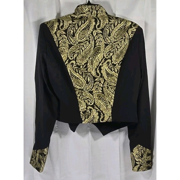 Vintage Hobby Horse Western Rodeo Show Jacket Blazer Black Gold Metallic Large‎ - Picture 7 of 9